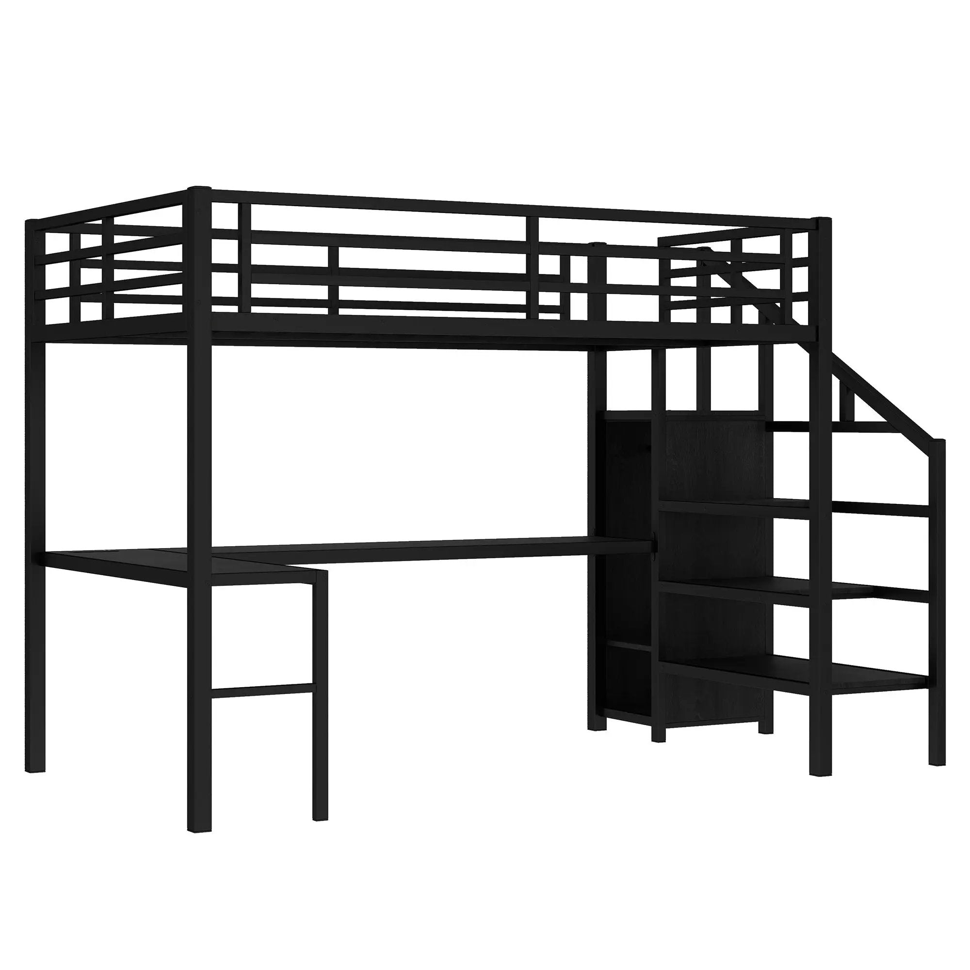 Full Size Loft Bed with L-Shaped Desk and USB by HouseOfZazla