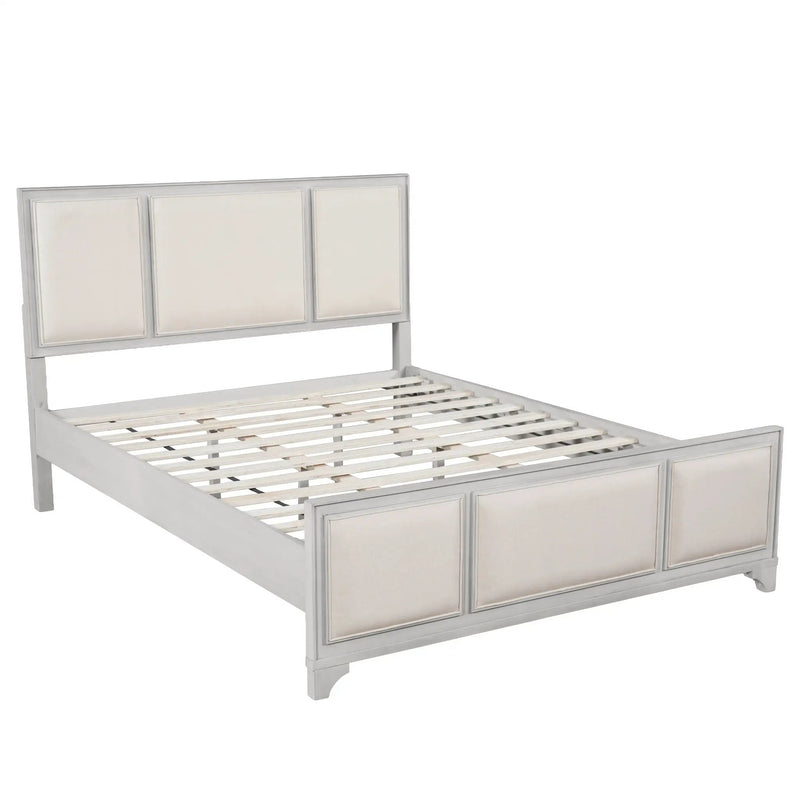 Queen Size Wooden Bed Frame with Upholstered Headboard by HouseOfZazla