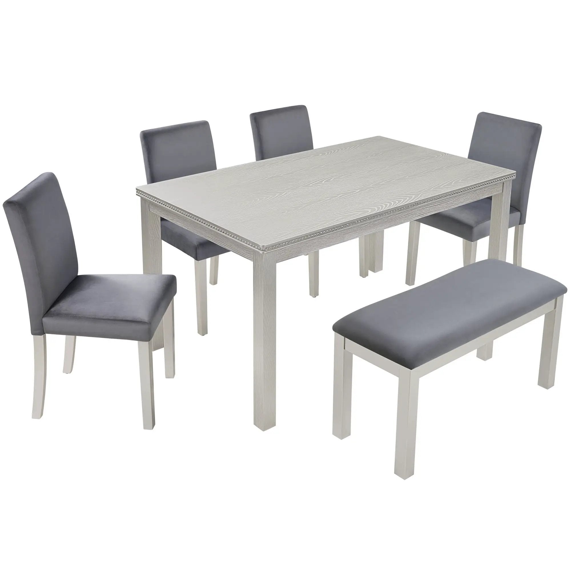 Dining Table Set, Table With A Rectangular Table And Upholstered Chairs by Unique Piece Furniture