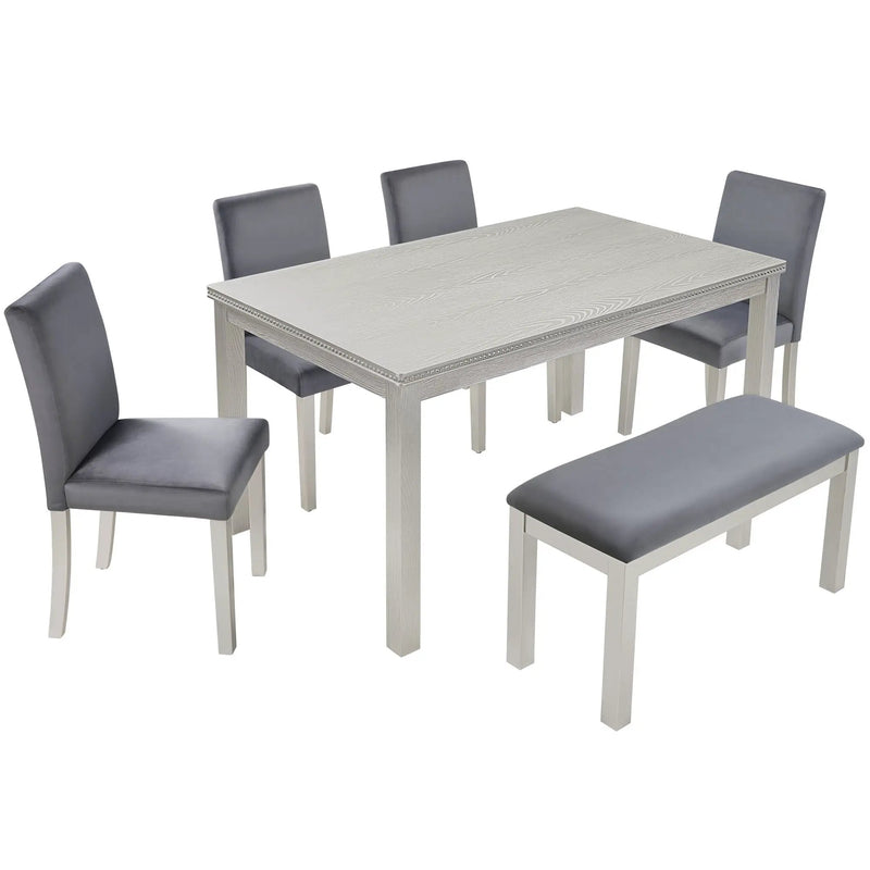 Dining Table Set, Table With A Rectangular Table And Upholstered Chairs by Unique Piece Furniture