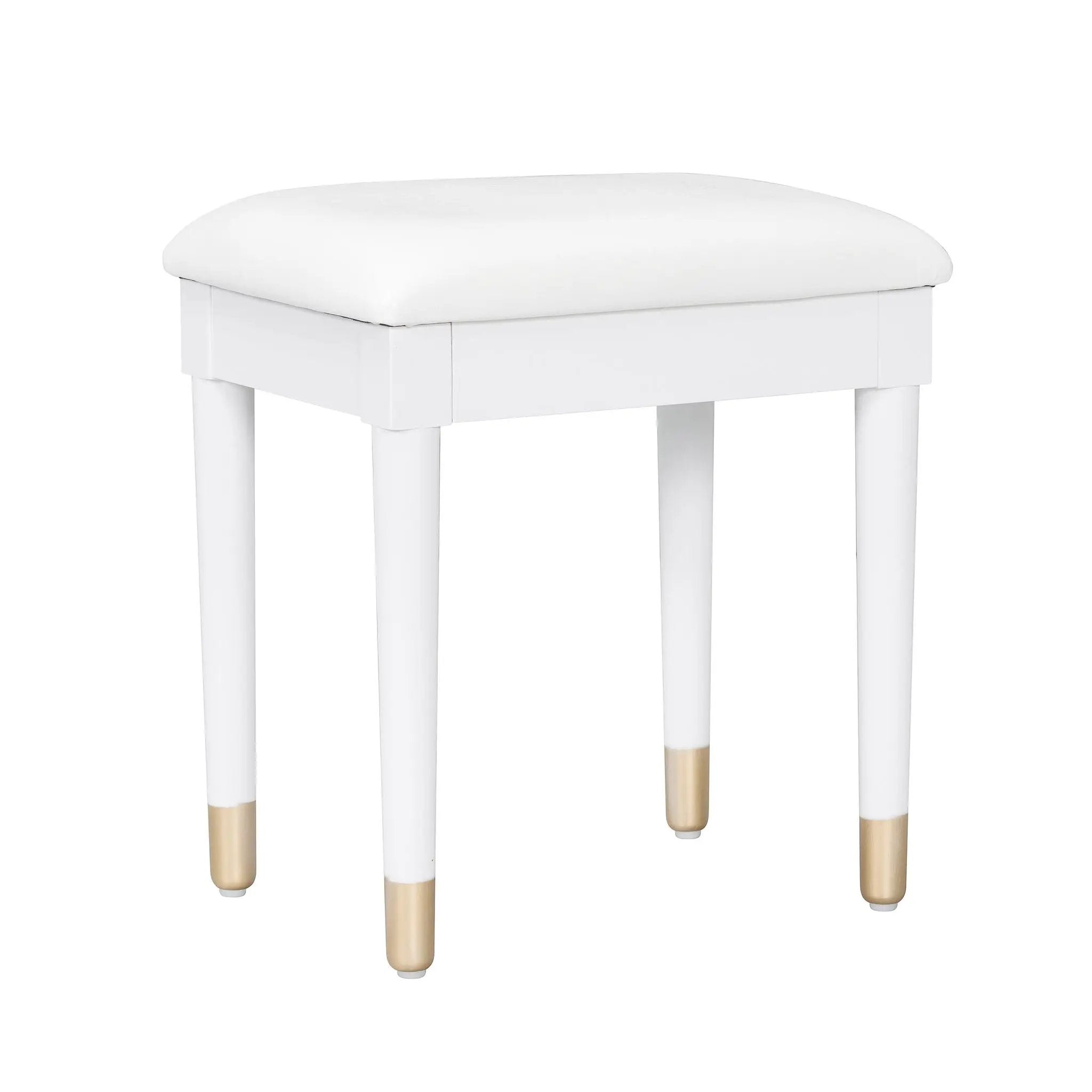Elegant Vanity Makeup Table & Chair Set Modern Dressing Table With Organizer Writing Desk Charging Port Engineered Wood - White by HouseOfZazla