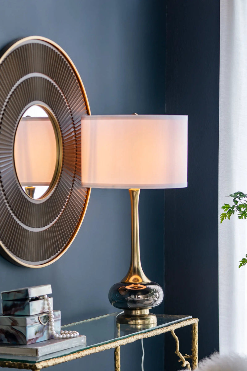 D15x29 Table Lamp with Glass Drum Shade by HouseOfZazla