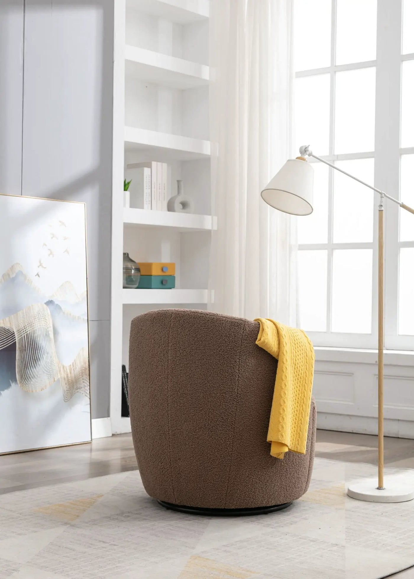 Teddy Fabric Swivel Accent Armchair Barrel Chair by HouseOfZazla