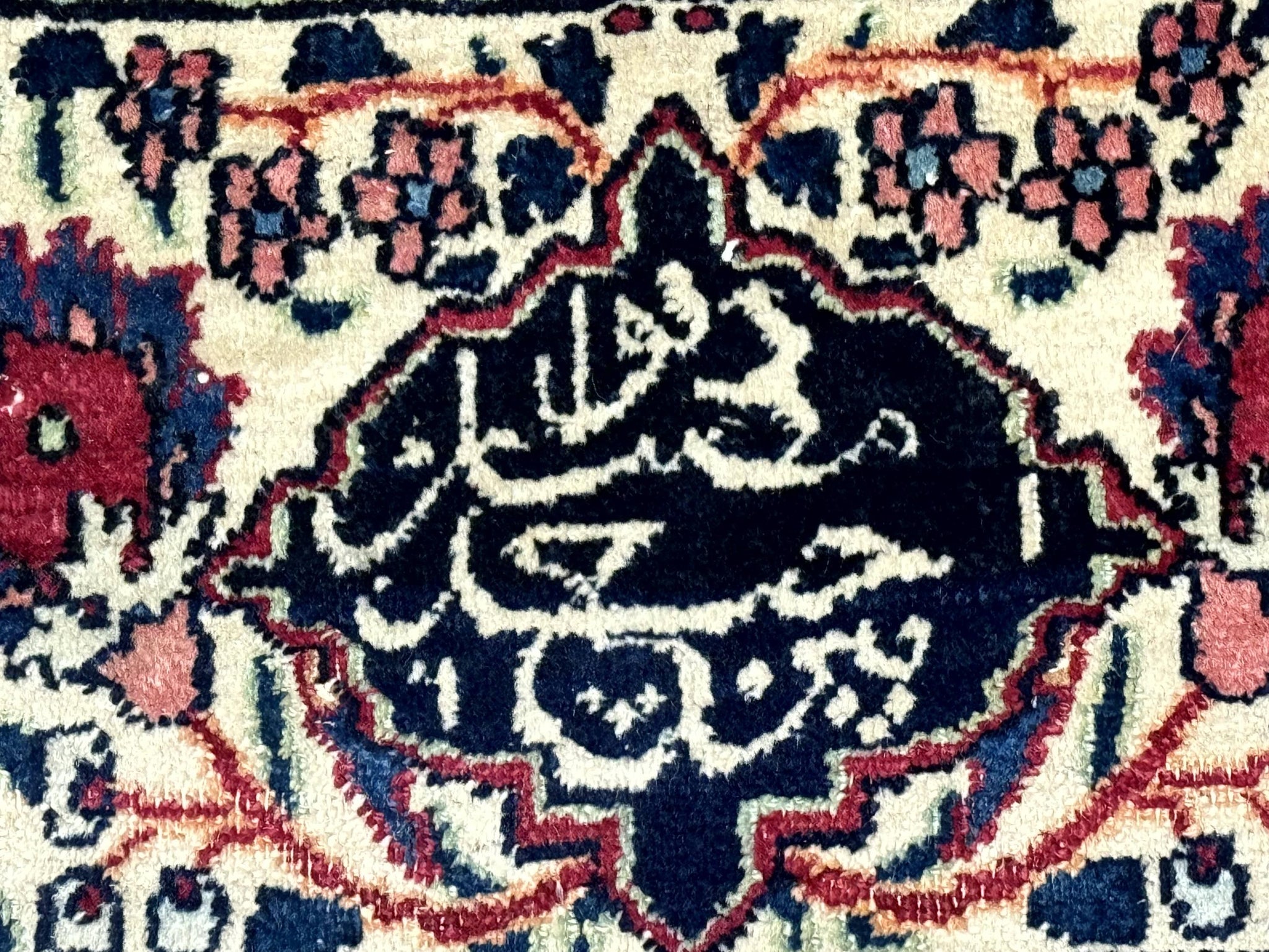 Antique Persian Mashad Rug 10x12, Red and Ivory, Signed by Master Weaver by Jewel Rugs