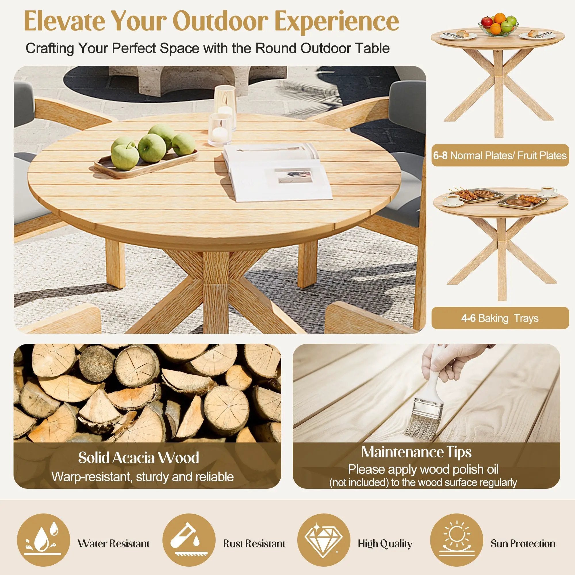 44.5 Inch Round Outdoor Dining Table by HouseOfZazla