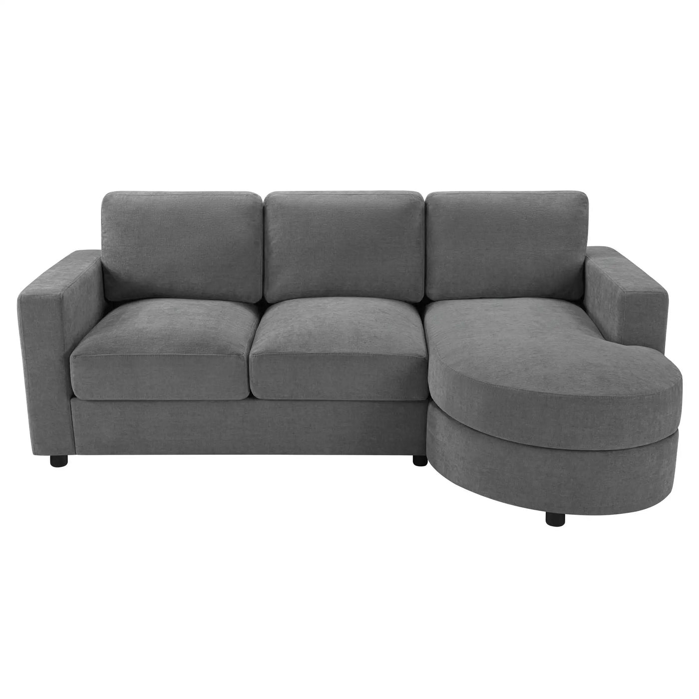 Modern L-Shaped Sectional Sofa With Curved Chaise, USB Ports, And Side Storage Pockets by HouseOfZazla
