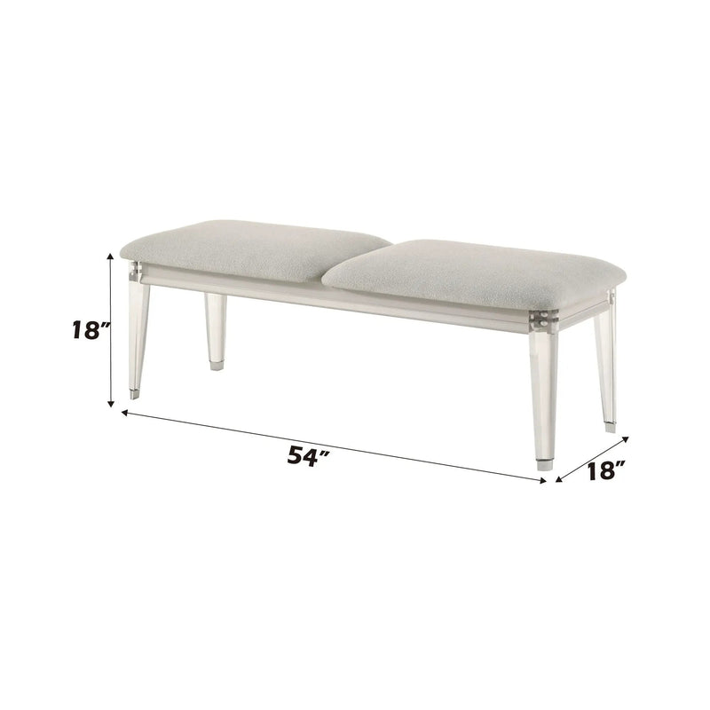 Laveda Boucle Bench - Light Gray / White by HouseOfZazla