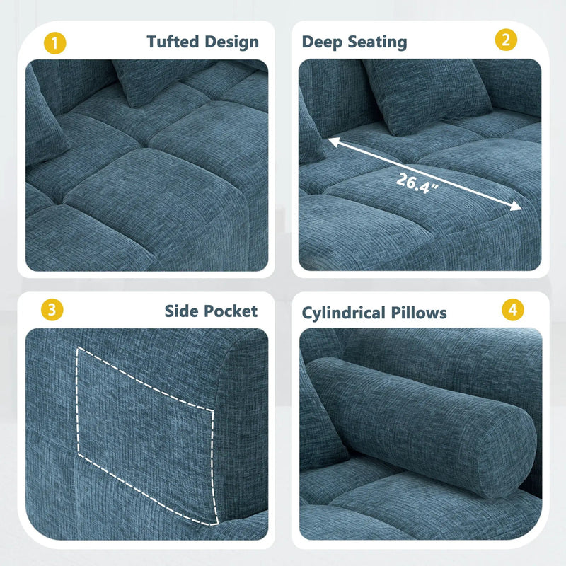 Sectional Free Combined Sofa With 2 Side Pockets by HouseOfZazla