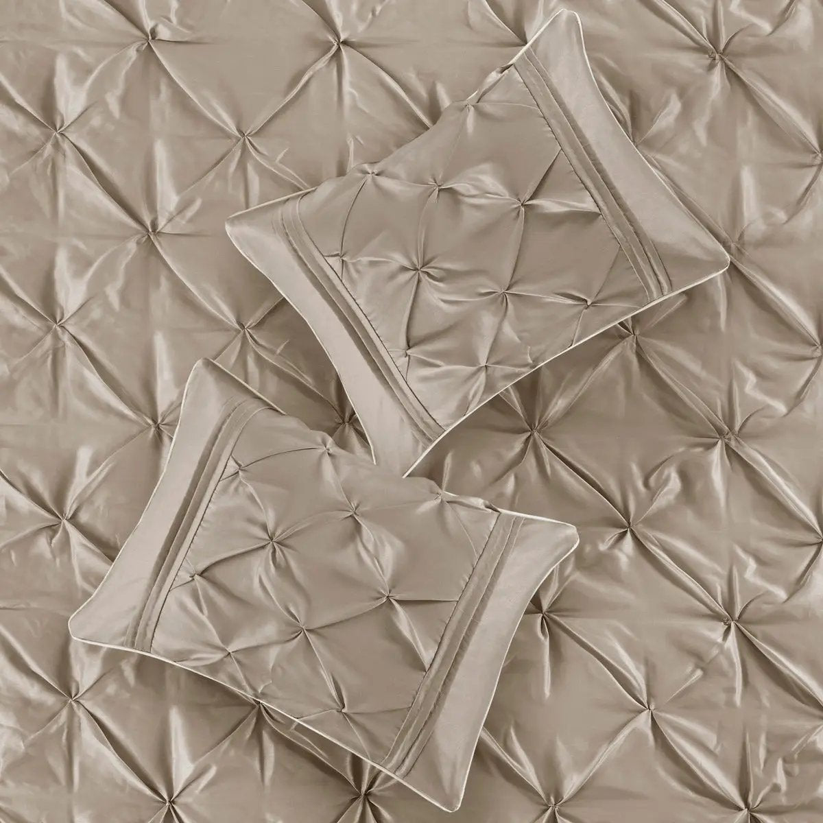 7 Piece Tufted Comforter Set Taupe California King by HouseOfZazla