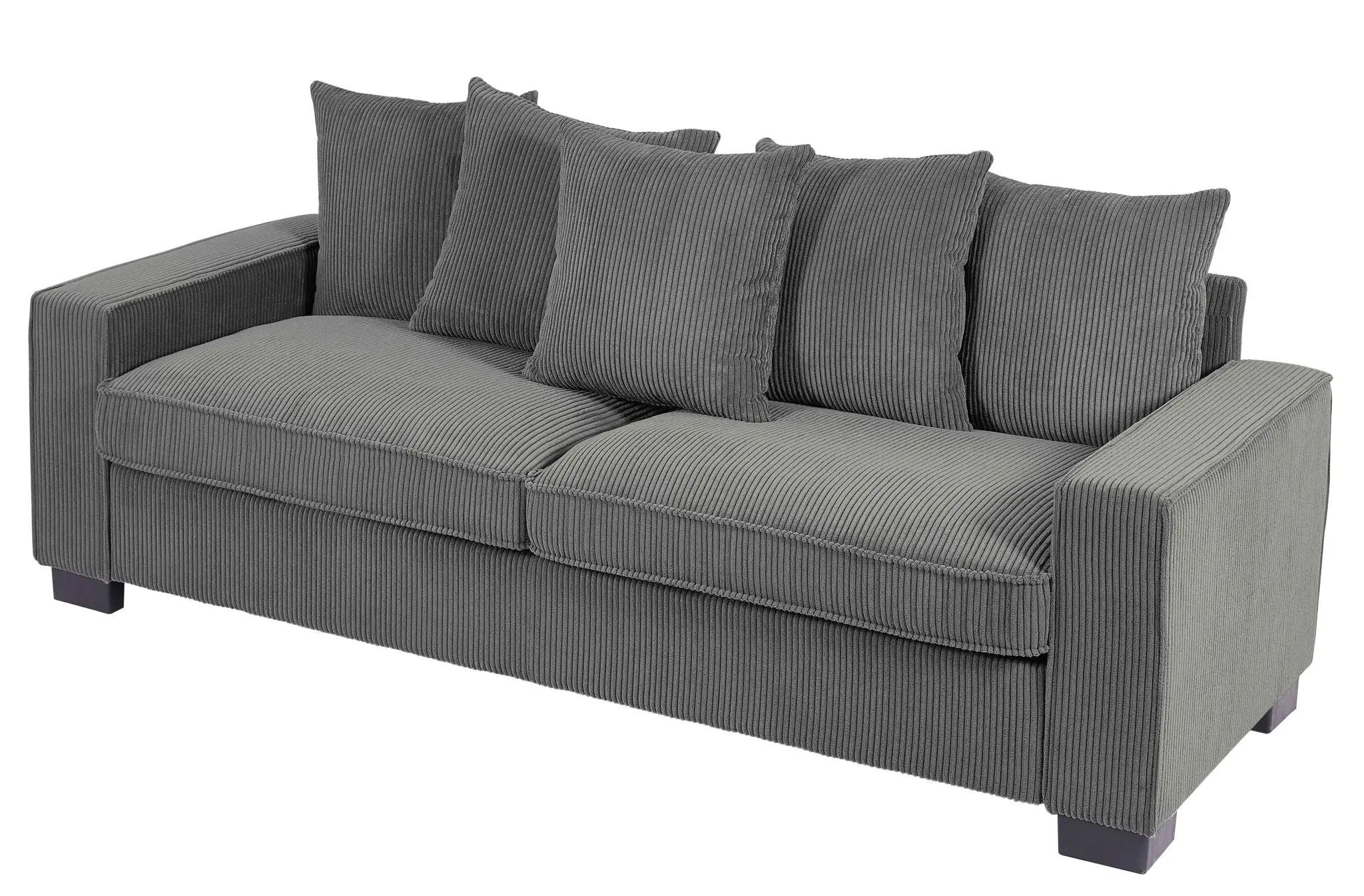 Luxe Sofa With 5 Matching Toss Pillows, Sleek Design, Spacious And Comfortable 3 Seater Couch by HouseOfZazla