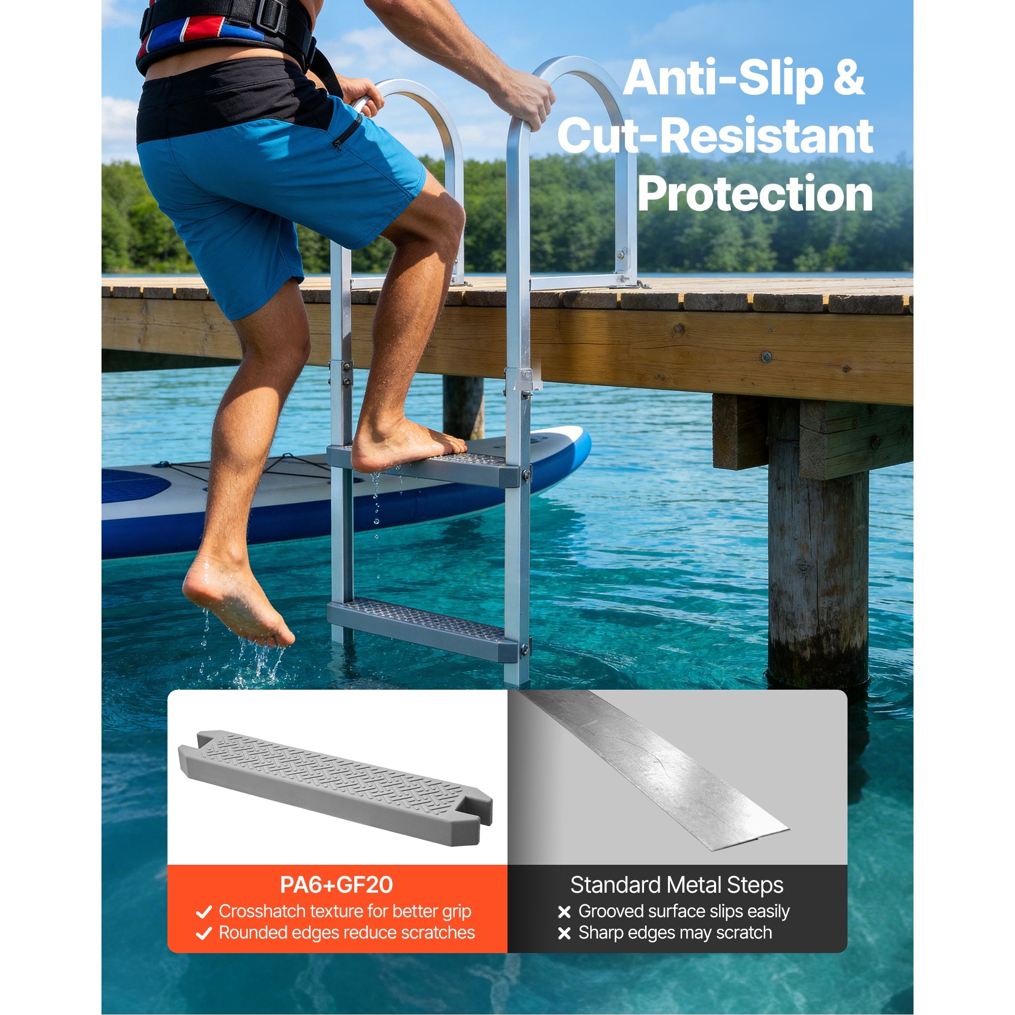 Removable Dock Ladder, 5 Steps, Aluminum Alloy Pontoon Boat Swim Ladder by HouseOfZazla