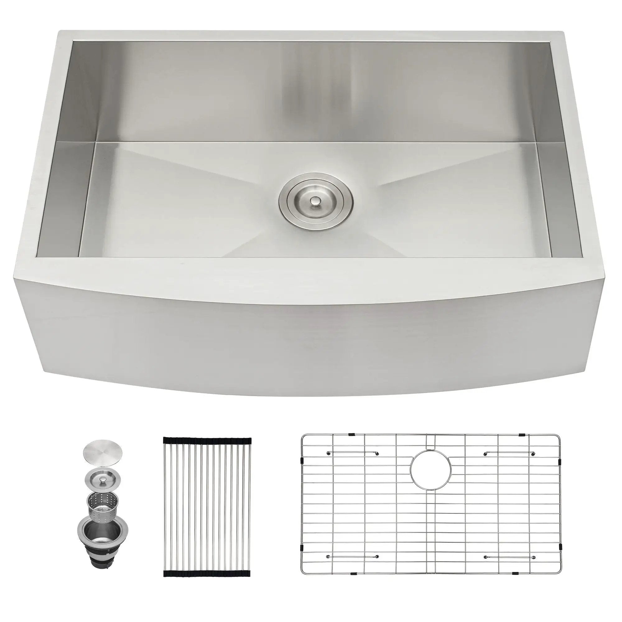 Farmhouse 36" Kitchen Sink Stainless Steel Apron Front - Brushed Nickel by HouseOfZazla