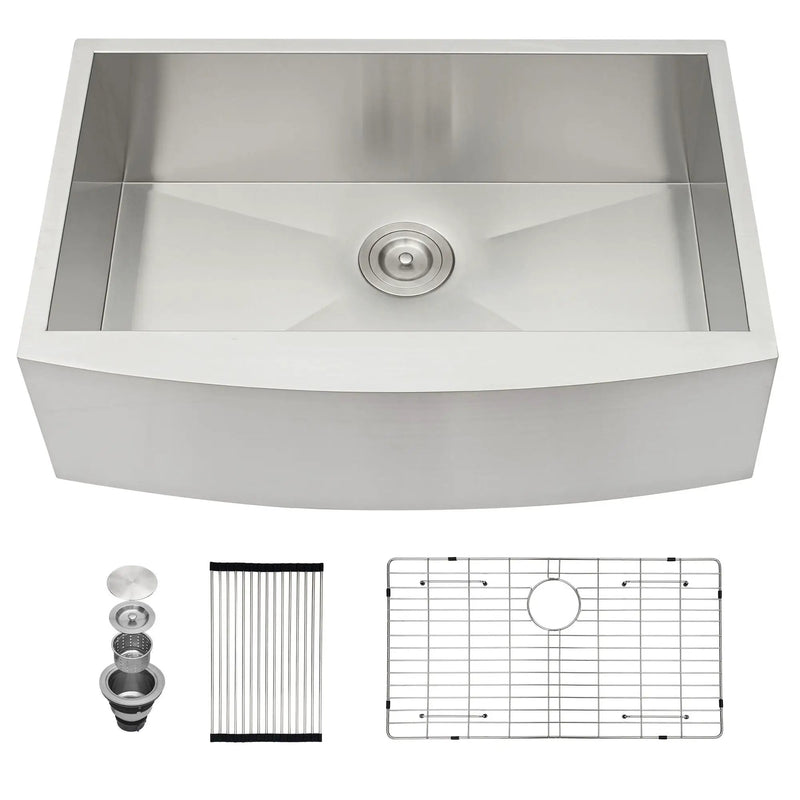 Farmhouse 36" Kitchen Sink Stainless Steel Apron Front - Brushed Nickel by HouseOfZazla