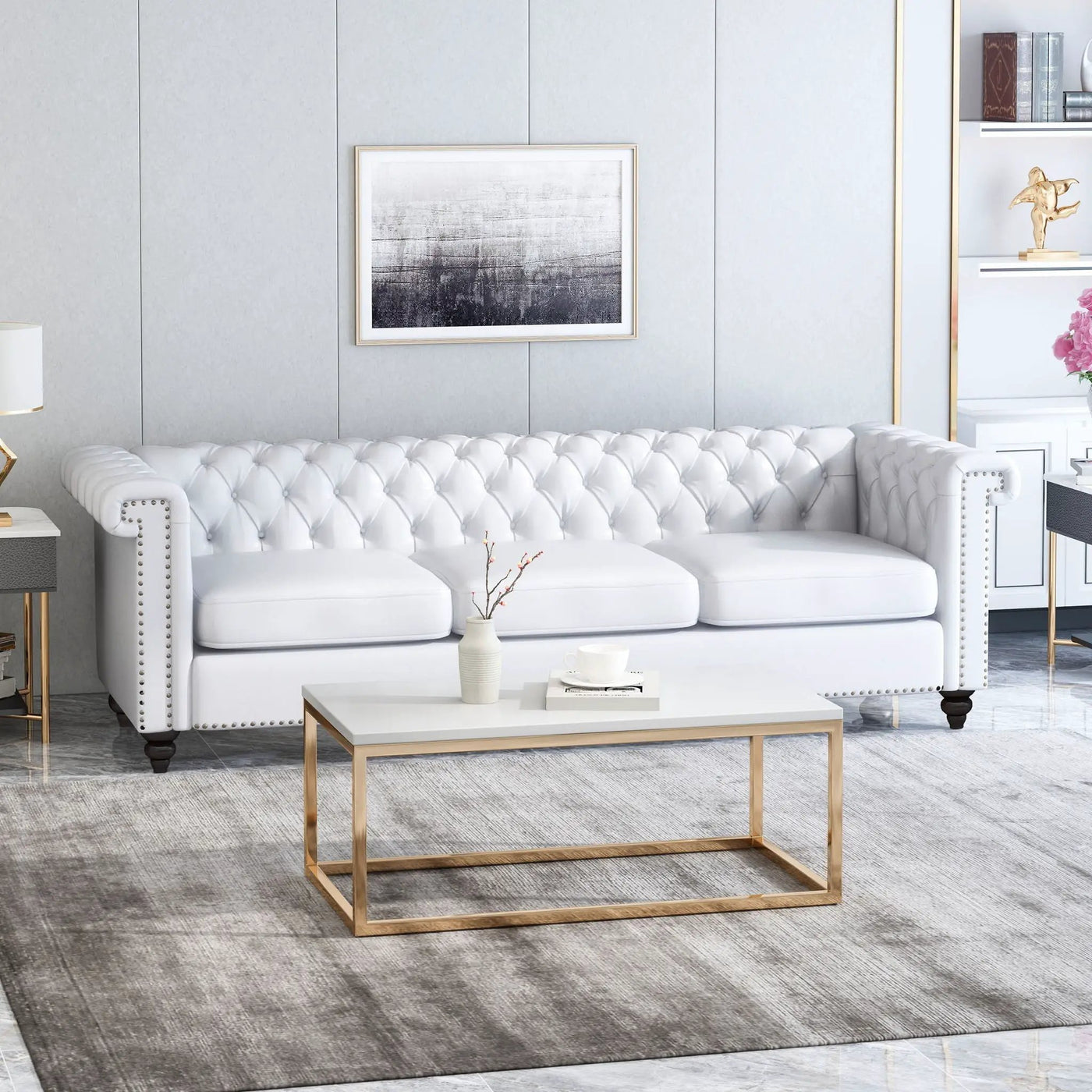 Chesterfield Style 3 Seater Sofa With Deep Button Tufting by HouseOfZazla