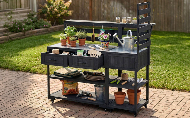 TOPMAX 62.3'' Patio Kitchen Island Solid Wood Kitchen Cart by HouseOfZazla