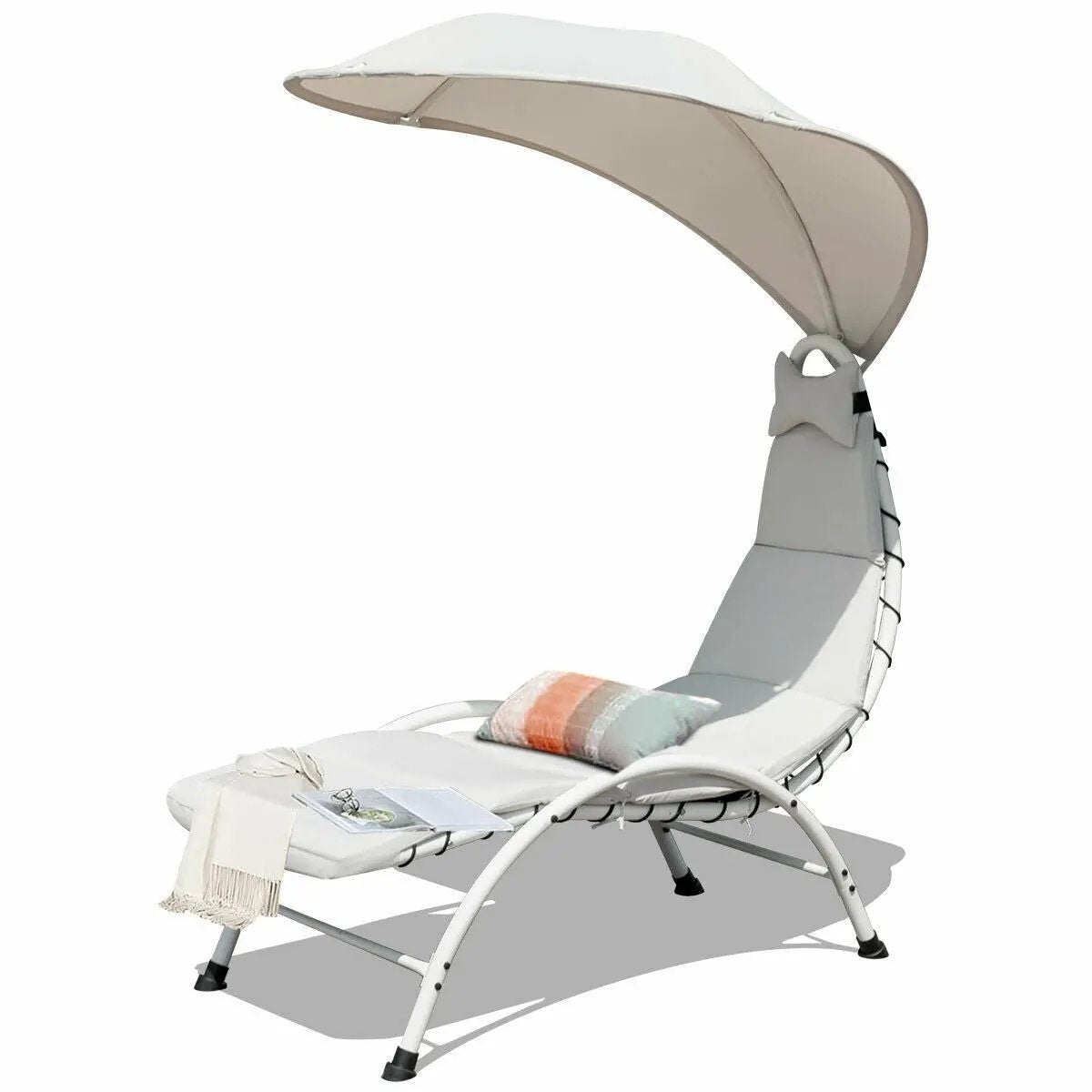 Patio Hanging Swing Hammock Chaise Lounger Chair with Canopy by DirectDeals