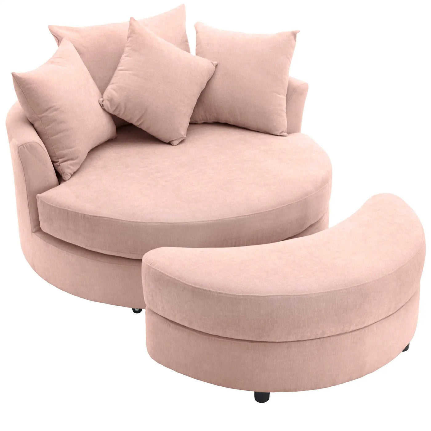 360° Swivel Accent Barrel Chair With Storage Ottoman & 4 Pillows, Modern Leisure Chair Round Accent For Living Room by Unique Piece Furniture