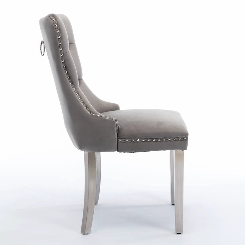 A&A Furniture Nikki Collection Modern Velvet Upholstered Dining Chairs - Set of 2 by HouseOfZazla