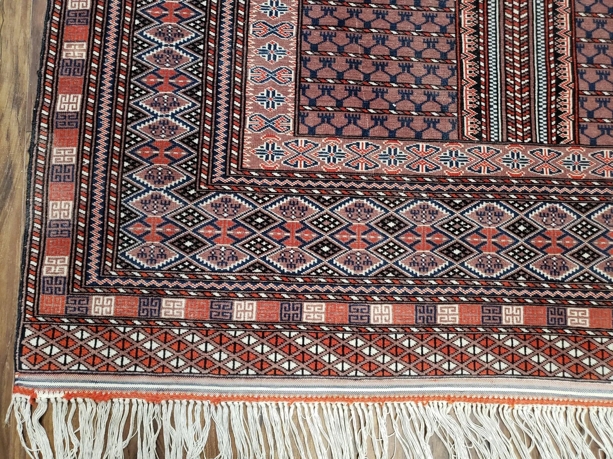 Vintage Turkoman Bokhara Rug 4x6, Four Seasons Pakistan Bukhara Turkmen Engsi Yamud Carpet, Fine Tribal Rug, Wool, Hand-Knotted, Brown, Nice by Jewel Rugs