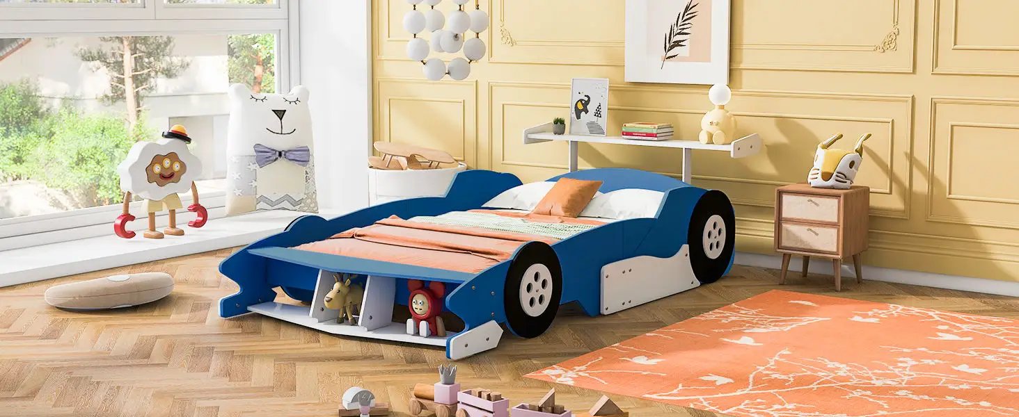 Race Car-Shaped Platform Bed With Wheels by HouseOfZazla