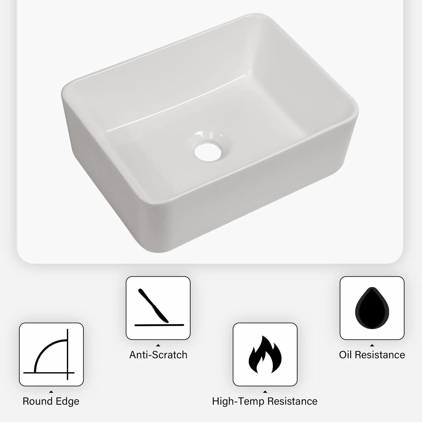 Sleek Ceramic Rectangular Vessel Bathroom Sink by HouseOfZazla