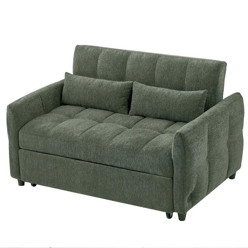 Loveseat Sofa Pull-Out Bed With Adjustable Backrest, 3 USB Ports And 2 Lumbar Pillows For Living Room by HouseOfZazla