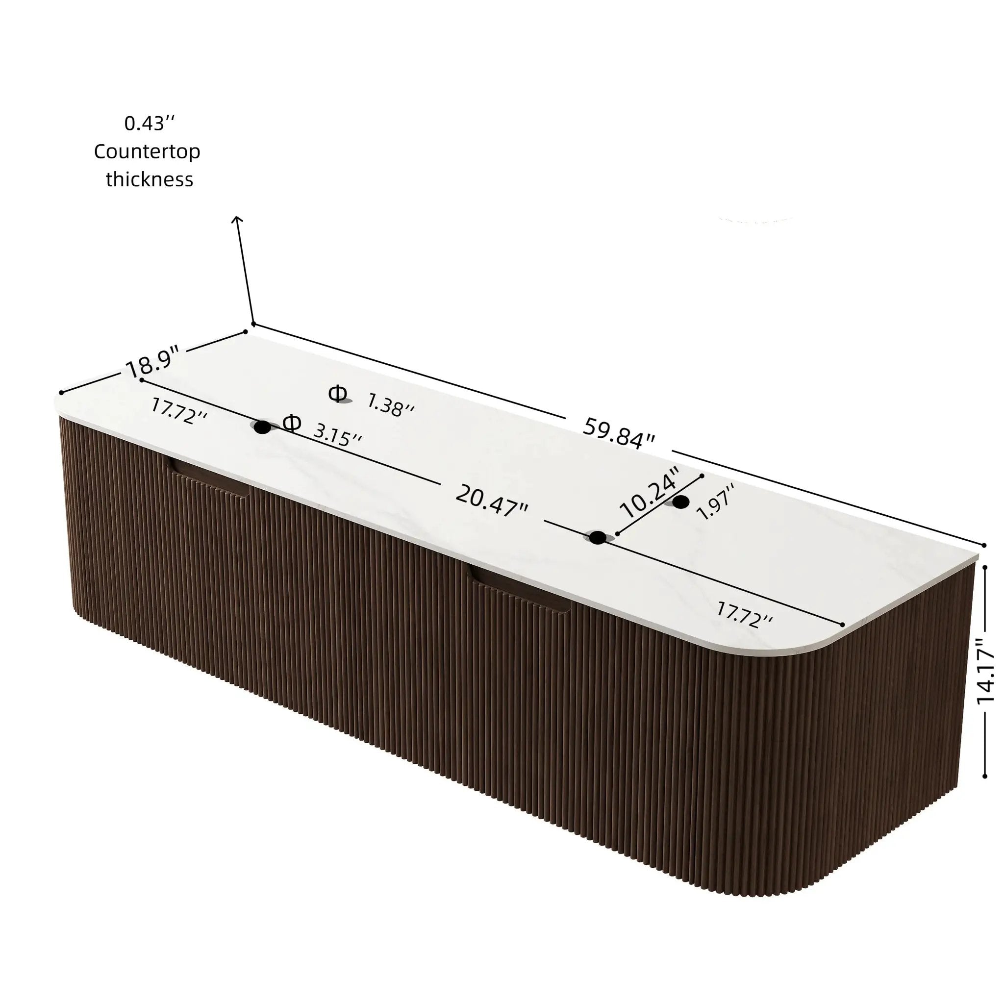 Dina 60'' Wall Mounted Plywood Cabinet with Carrara by HouseOfZazla