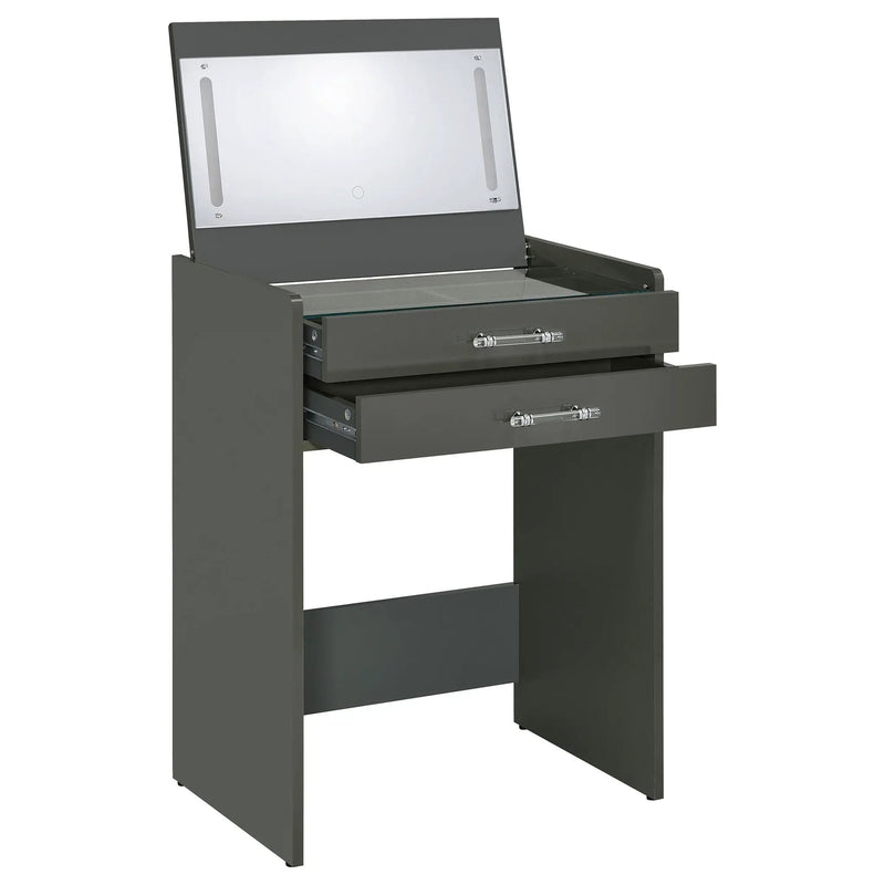 Danbury 3-drawer Makeup Vanity & Stool Set Grey High Gloss by Unique Piece Furniture