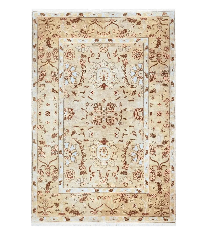Vintage Turkish Oushak Area Rug 6x9, Wool Hand-Knotted by Jewel Rugs