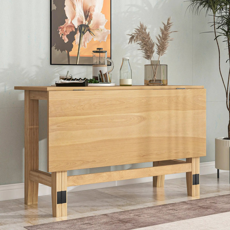 TOPMAX Farmhouse Wood Extendable Dining Table with Drop Leaf by HouseOfZazla