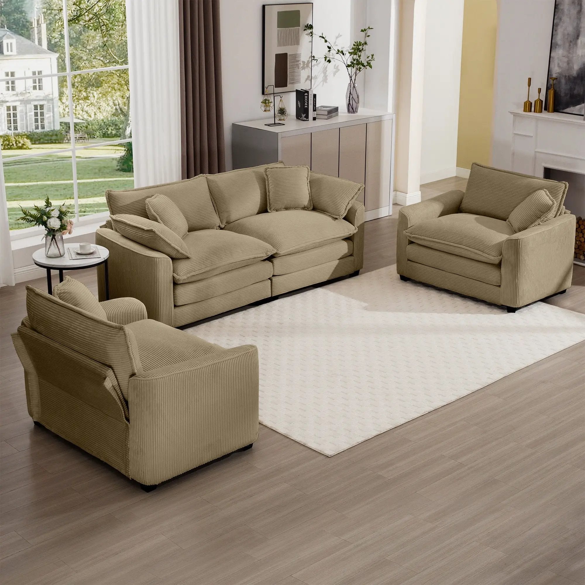Elegant Oversized Sectional Sofa Set With Deep Seats And Flexible Layout by HouseOfZazla