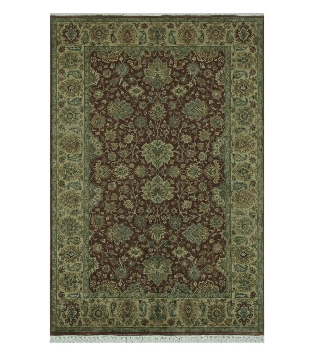 6' X 9' Handmade India Floral Oriental Wool Rug Carpet Tea Wash Red Hand Knotted by Jewel Rugs