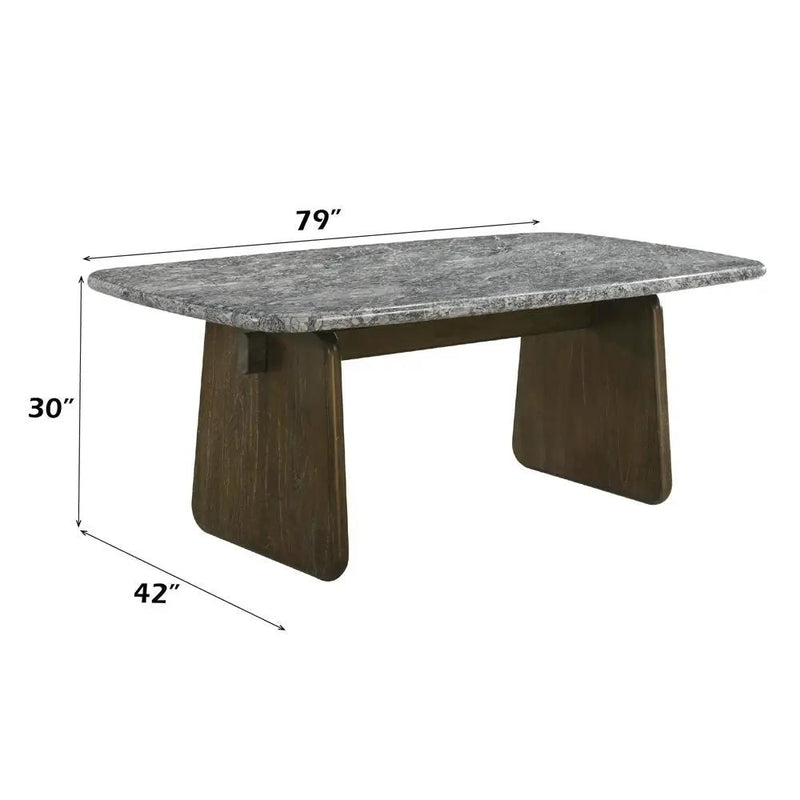 Dillon - Dining Table With Marble Top - Natural / Walnut by Unique Piece Furniture