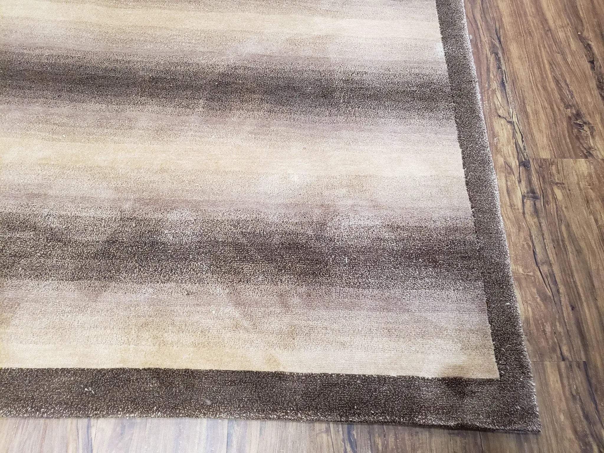 Vintage Safavieh Tibetan Indian Rug 6x9, Nepal Rug, Handmade, Striped Rug, Brown & Beige, 6x9 Oriental Carpet, Wool, Soft by Jewel Rugs
