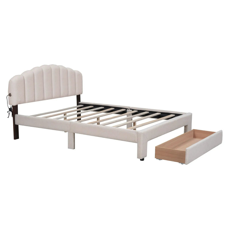 Upholstered Platform Bed With Drawer by HouseOfZazla