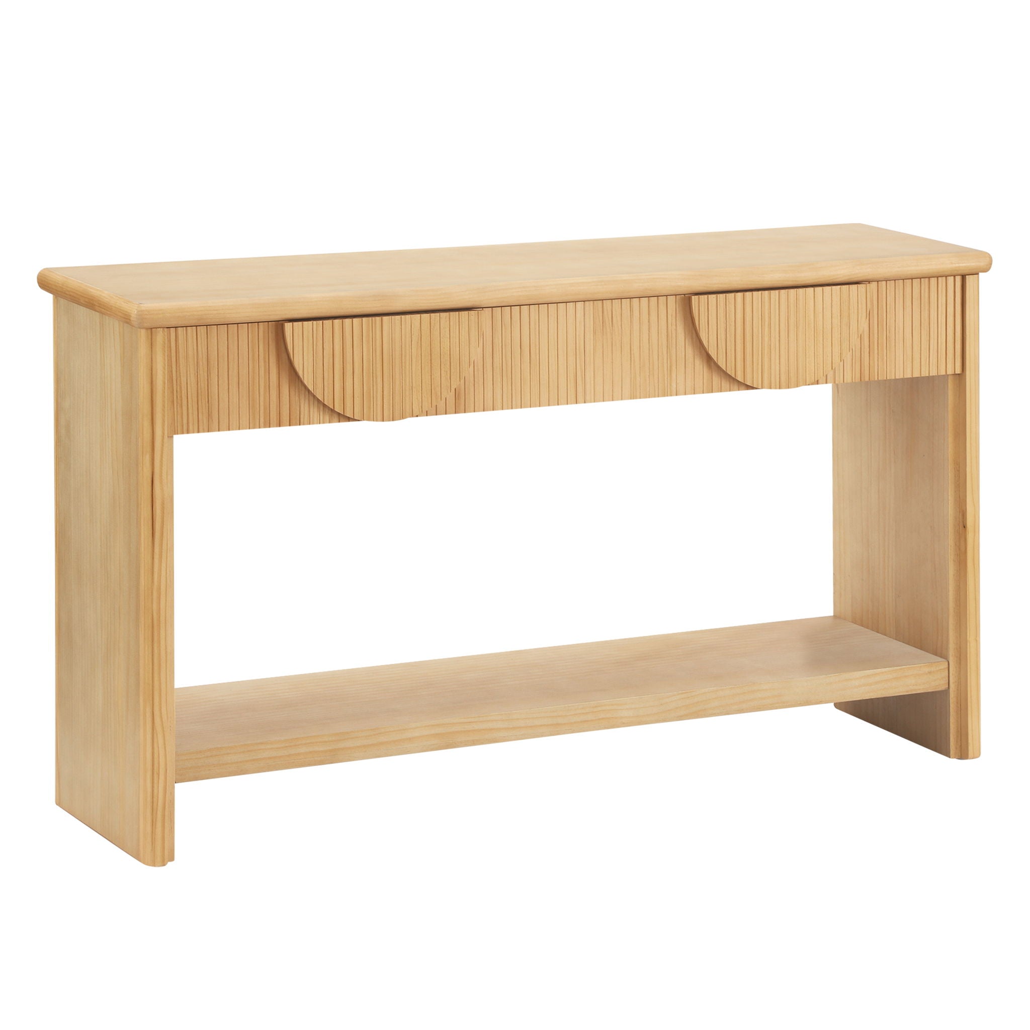Fluted Console Table With Semi Circular Drawers - Natural by HouseOfZazla