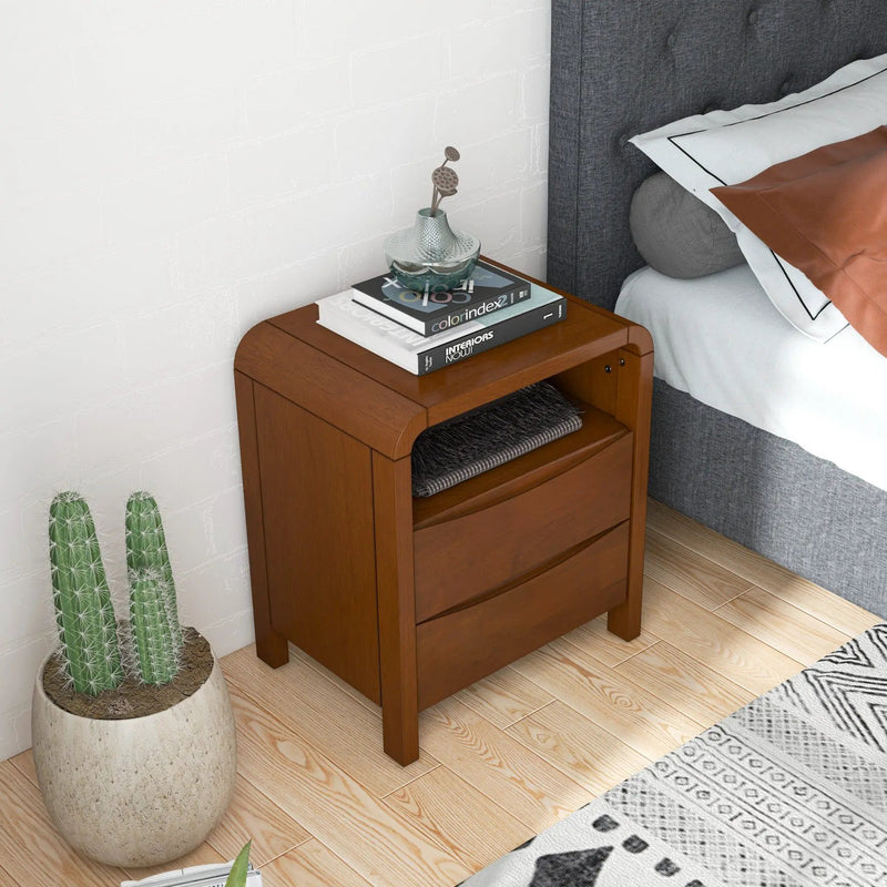 Lionel - Nightstand 2 Drawer - Brown by HouseOfZazla