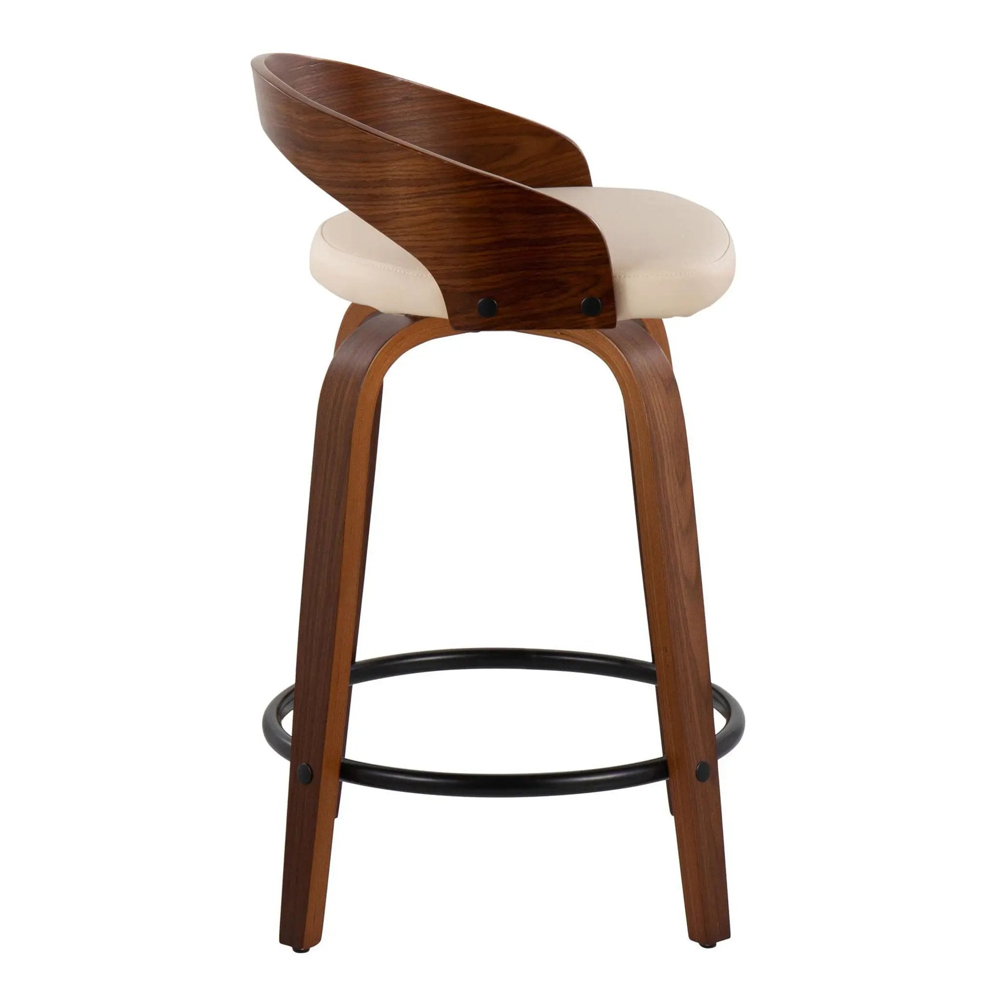 Grotto - Mid-Century Modern Fixed Height Counter Stool & Swivel With Round Footrest (Set of 2) by HouseOfZazla