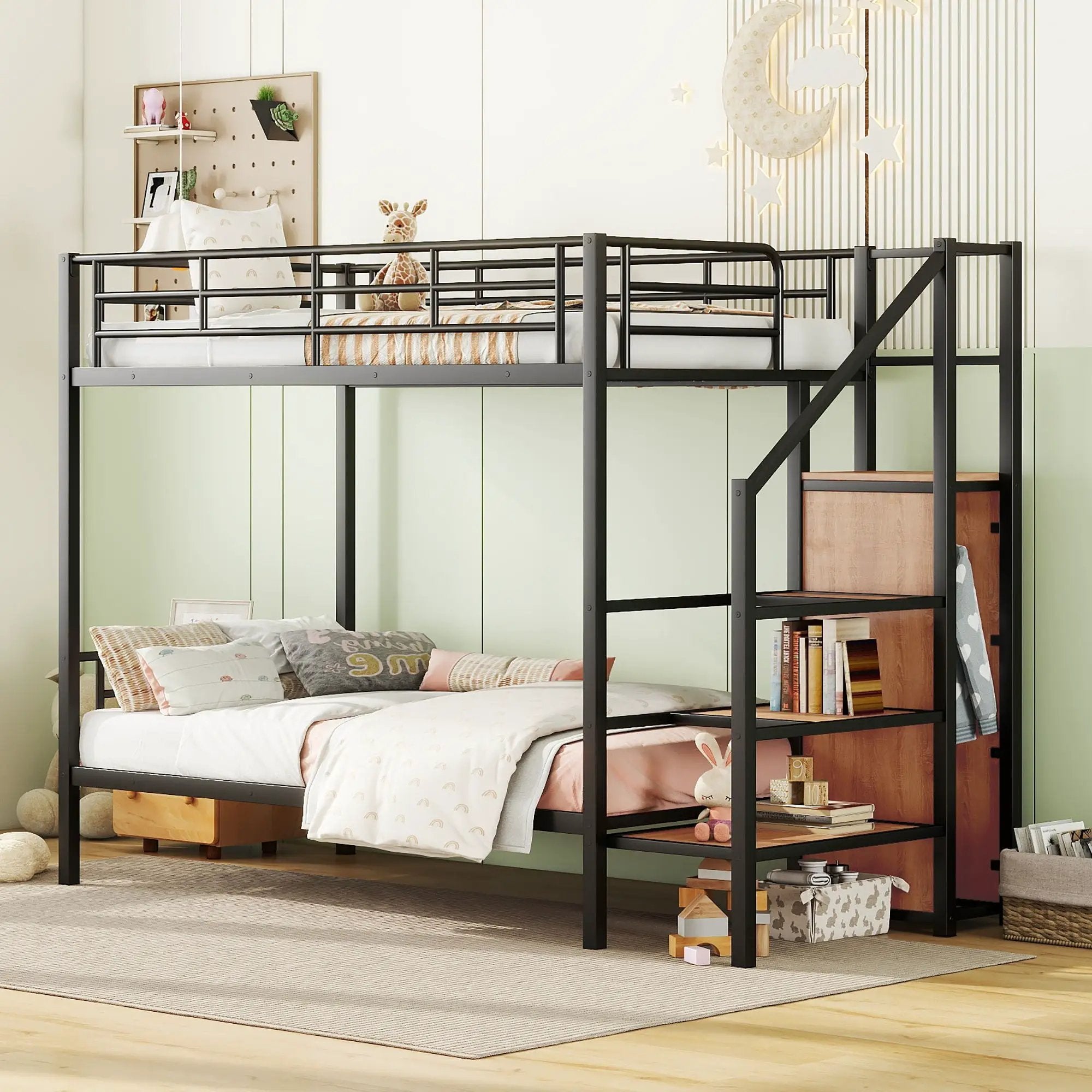 Bunk Bed With Lateral Storage Ladder And Wardrobe by Unique Piece Furniture
