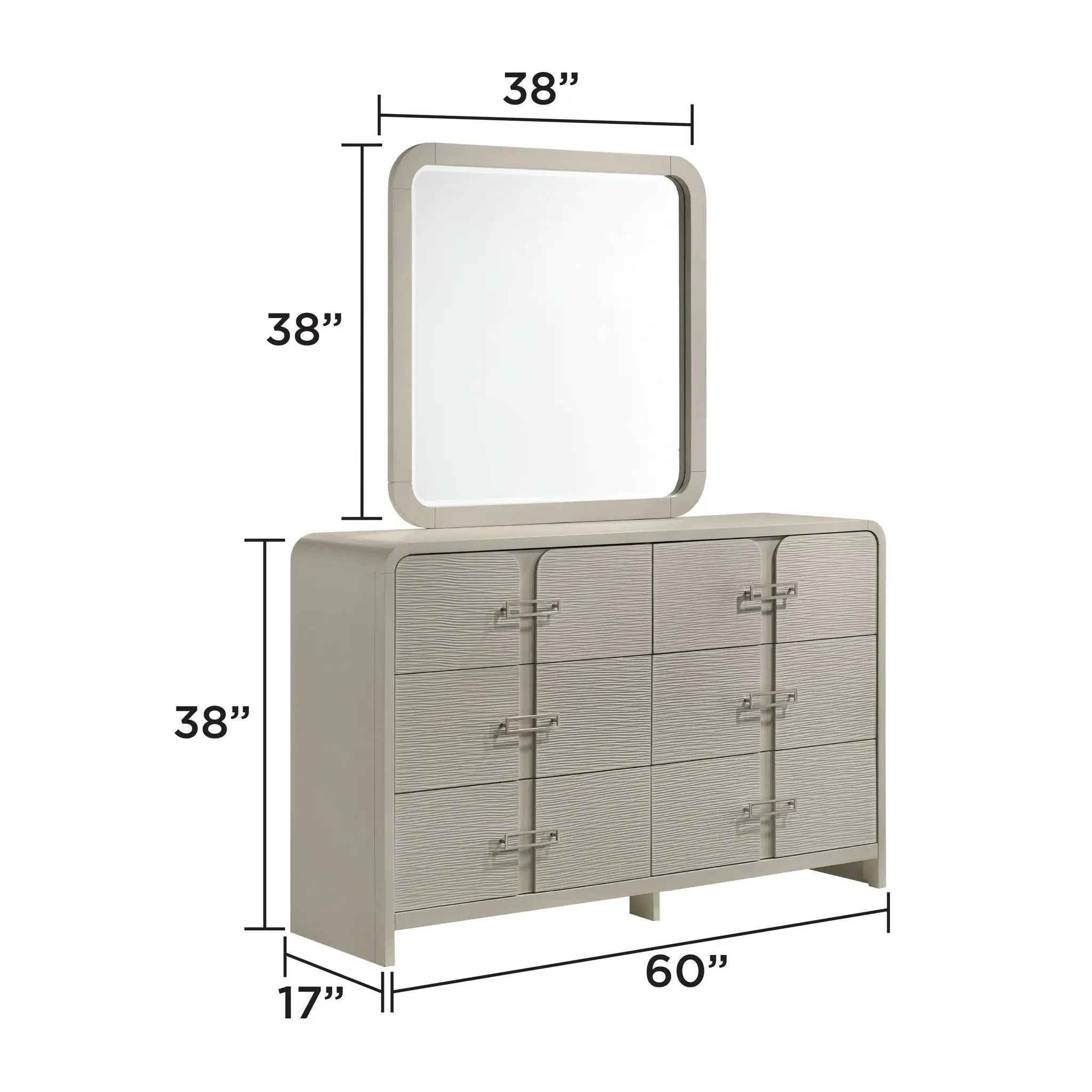 Aria - 6 Drawer Dresser - Beige by HouseOfZazla