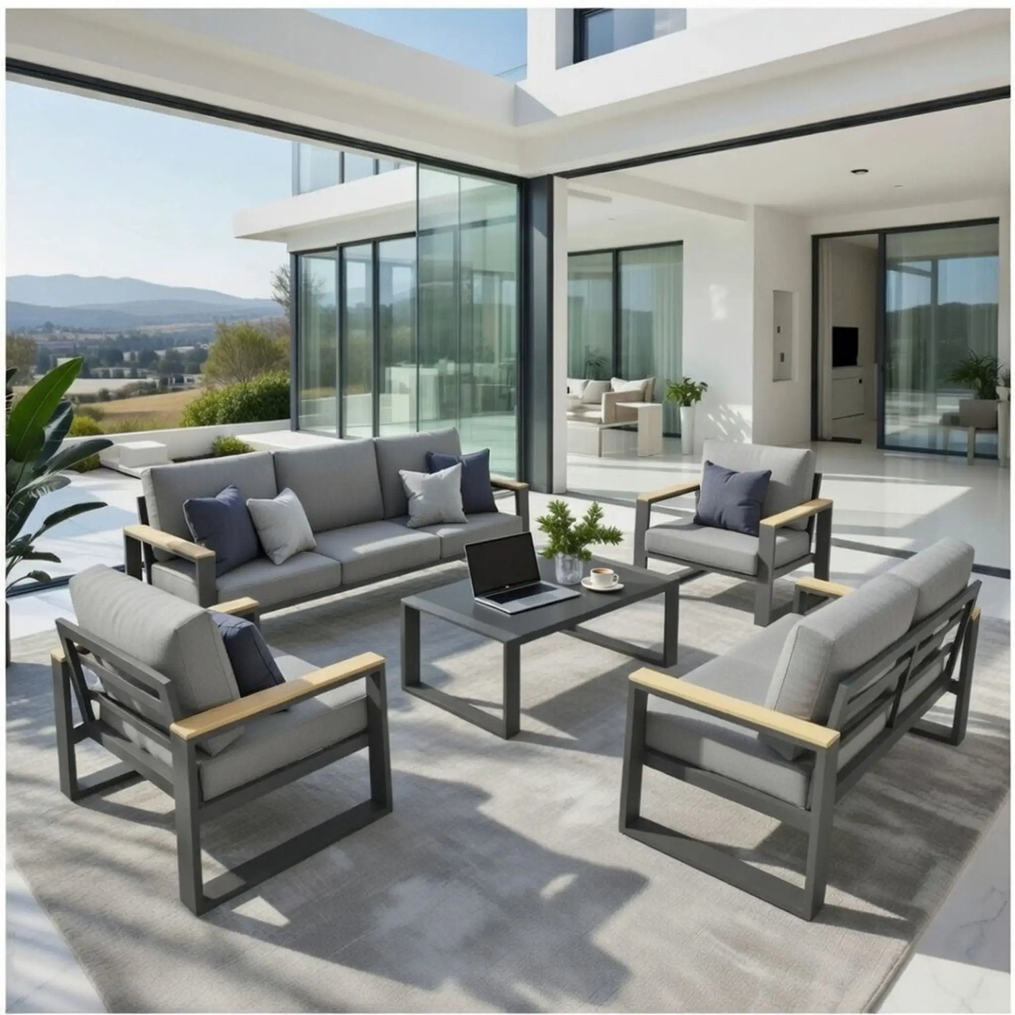 Modern Outdoor Sofa Set With Coffee Table by HouseOfZazla