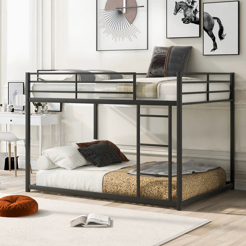 Metal Bunk Bed, Low Bunk Bed With Ladder by HouseOfZazla