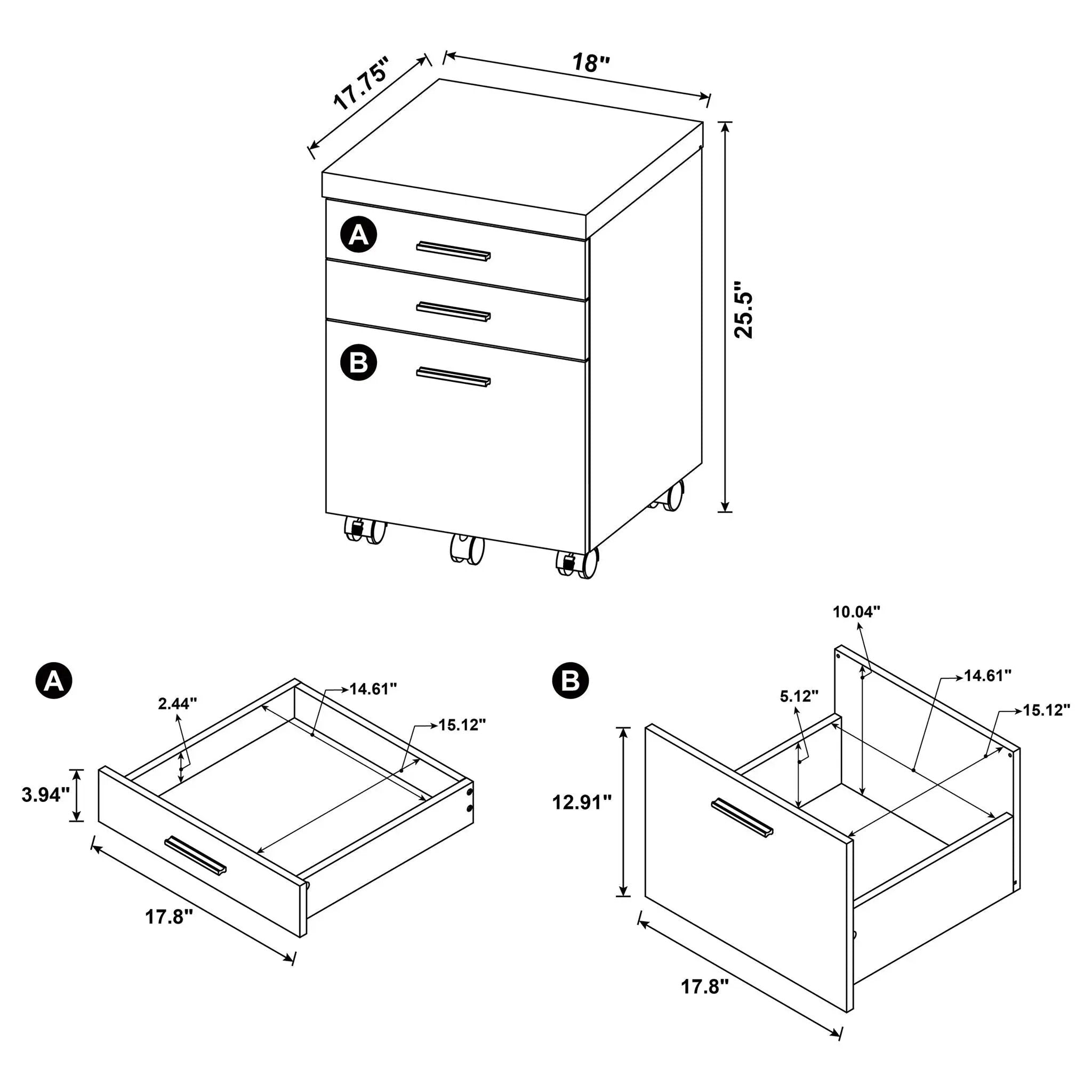 3 Drawer File Cabinet? Compact Office Storage For Home - Brown by HouseOfZazla