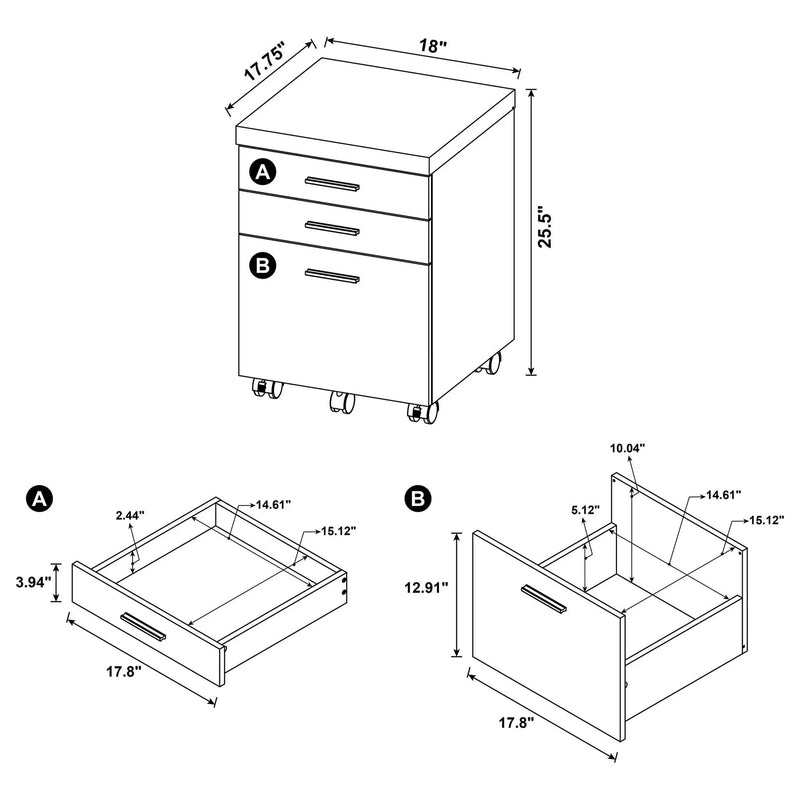 3 Drawer File Cabinet? Compact Office Storage For Home - Brown by HouseOfZazla