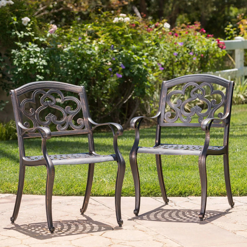 Cast Aluminum Dining Chair With Hand Crafted Details - Copper by HouseOfZazla