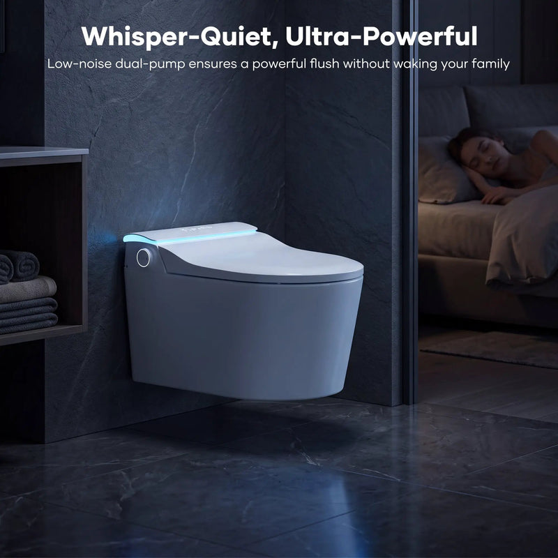 Wall-Mounted Smart Toilet with Automatic Lid Opening by HouseOfZazla