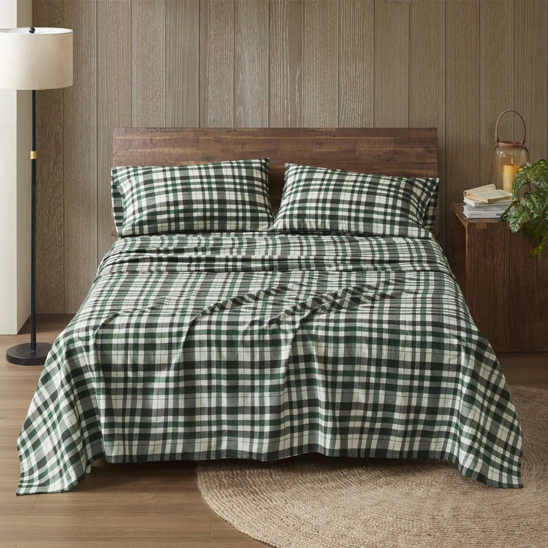 4 Pieces Queen 100% Cotton Flannel Printed Sheet Set Finton by HouseOfZazla