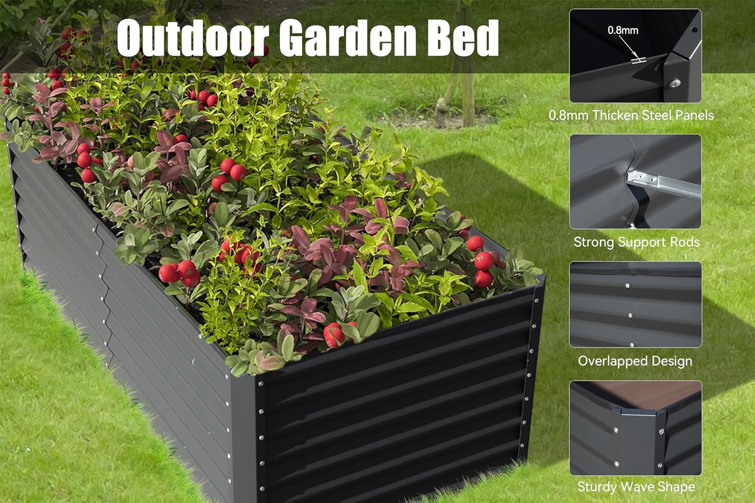 8×4×1.5 ft Galvanized Raised Garden Bed by HouseOfZazla