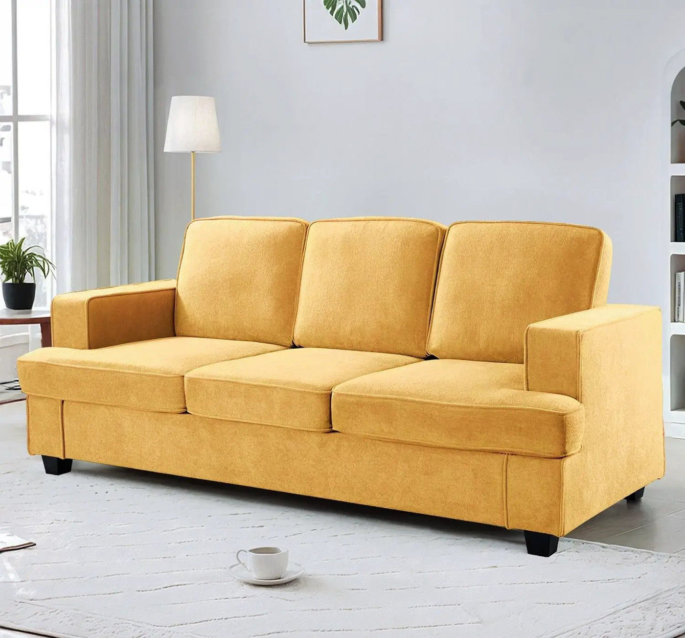 Modern Sofa, Comfortable 3 Seater Couch With Deep Seating, Loose Back Cushions, Wide Arms by Unique Piece Furniture