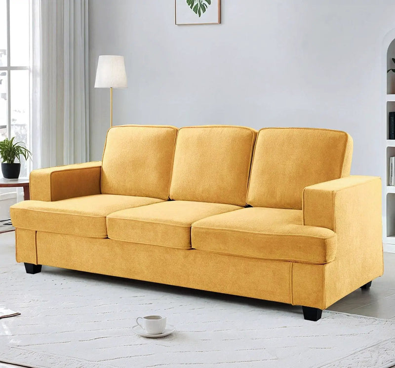 Modern Sofa, Comfortable 3 Seater Couch With Deep Seating, Loose Back Cushions, Wide Arms by Unique Piece Furniture